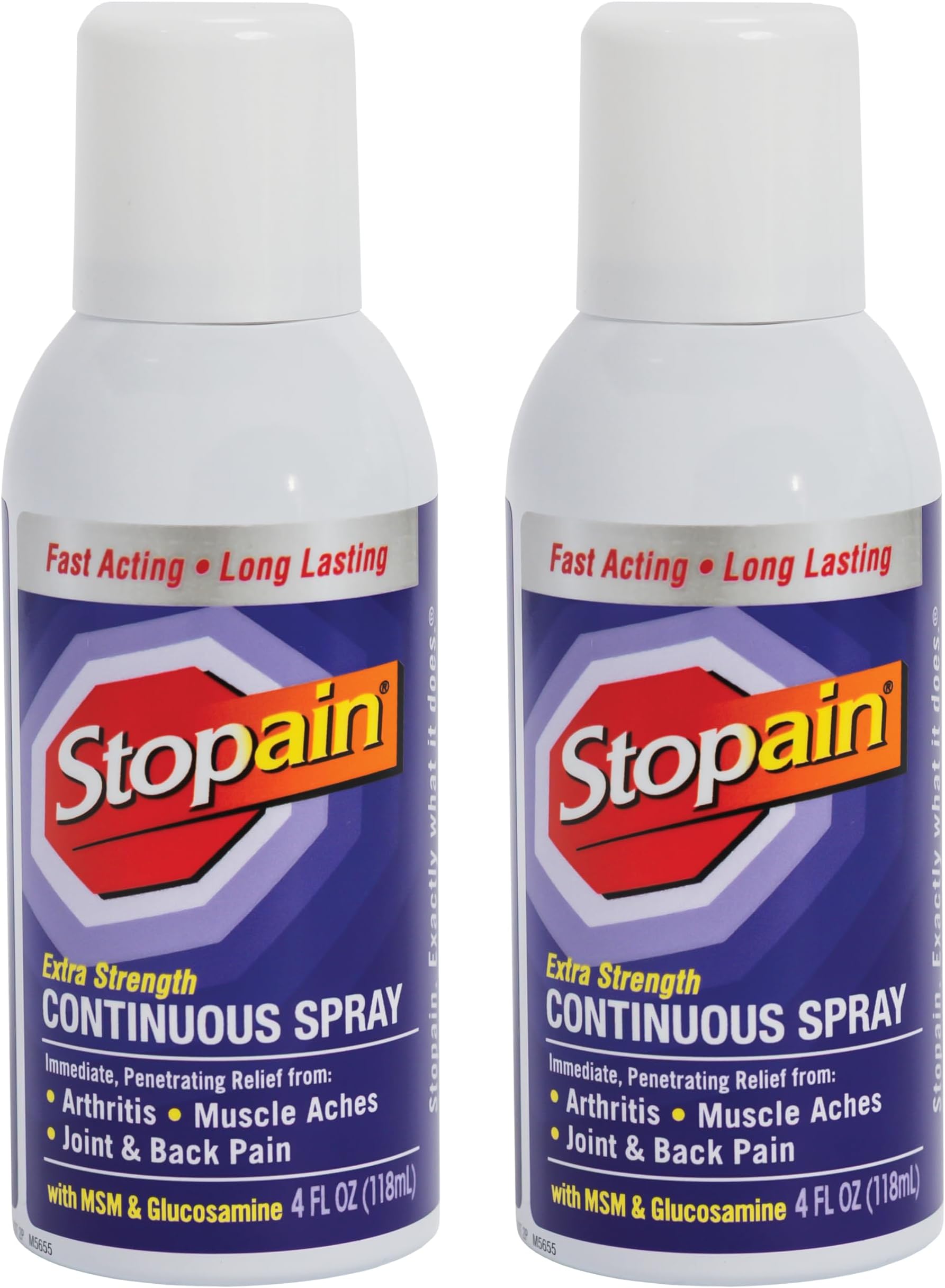 Stopain Pain Relief Spray 4oz (2 Pack) USA Made, Max Strength Fast Acting with MSM, Glucosamine, Menthol for Arthritis, Lower Back, Neck, HSA FSA Approved Topical Analgesic Products