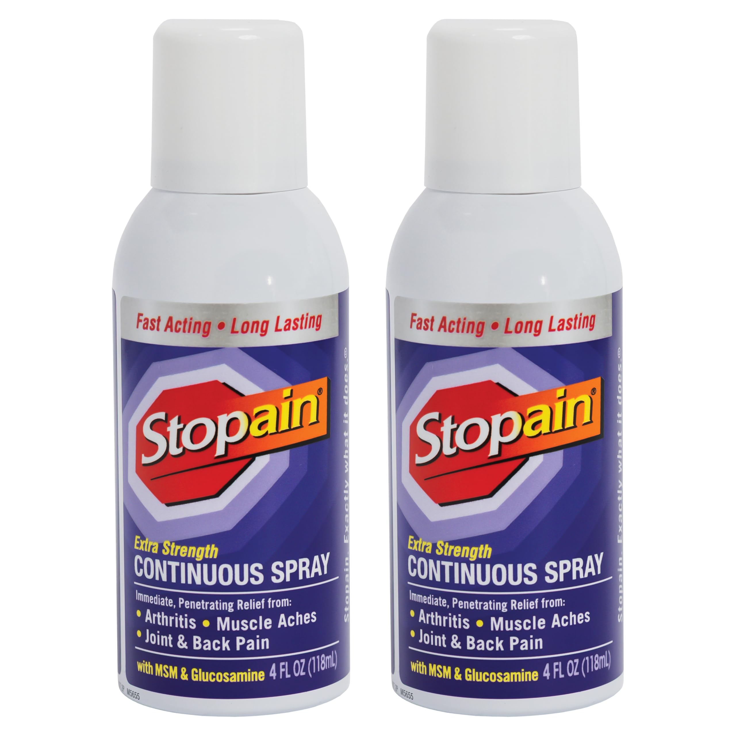 Stopain Pain Relief Spray 4oz (2 Pack) USA Made, Max Strength Fast Acting with MSM, Glucosamine, Menthol for Arthritis, Lower Back, Neck, HSA FSA Approved Topical Analgesic Products