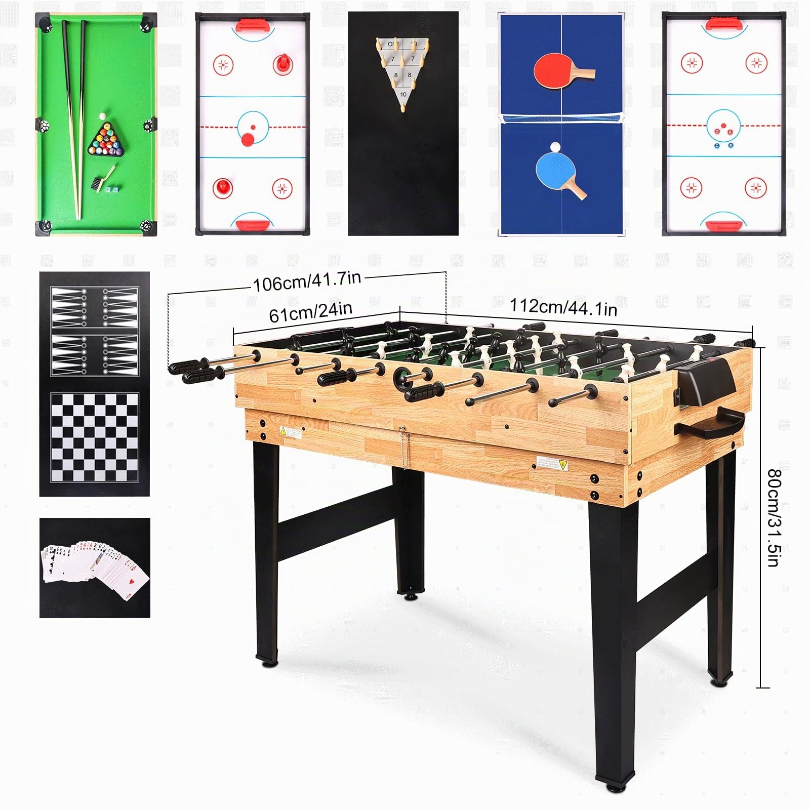 10 en 1 Table de Jeux Multifonction, Baby-Foot, Billard, ping Pong, Hockey sur Table, Accessoires complets. Convient aux Enfants, familles et salles de Jeux