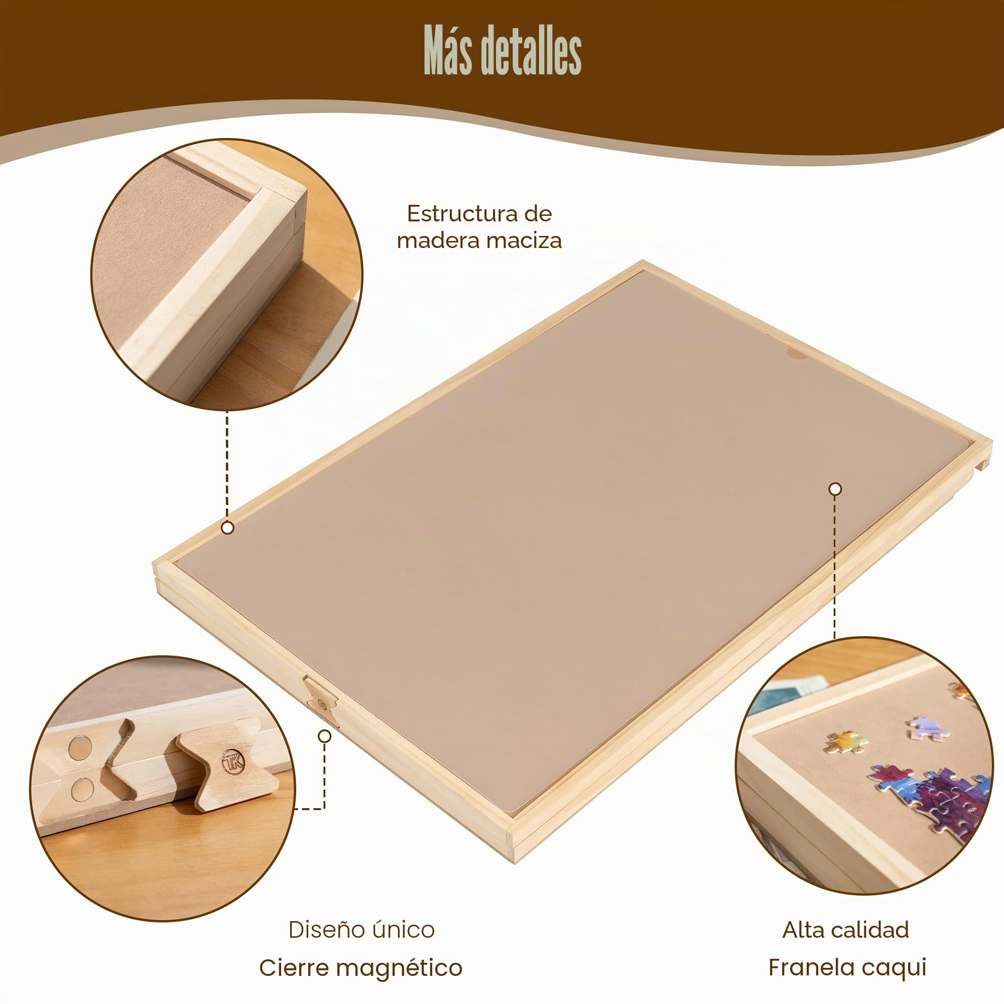 Tektalk Tabla de rompecabezas convertible que se utiliza como tabla de rompecabezas vertical y horizontal, mesa de rompecabezas ajustable con cubierta y 4 bandejas de clasificación de fieltro de