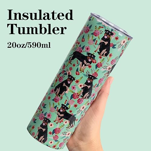 Miniatura 8 de Rottweiler - Vaso térmico de acero inoxidable con aislamiento al vacío de doble pared, termo de viaje, para amantes de los perros, regalos para