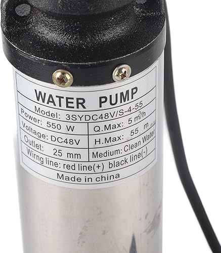 Miniatura 9 de DC DeepWell Bomba, bomba de agua solar de gran flujo batería de elevación de alto motor de latón solar impulsor flotante S455 DC48V