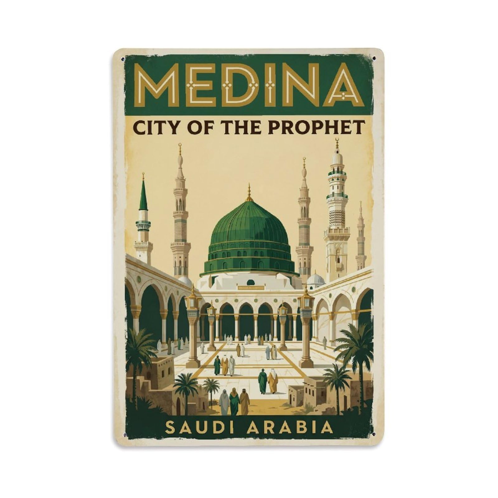 Gead 8X12inch Style Travel Retro Saudi Arabia Medina Metal Tin Sign