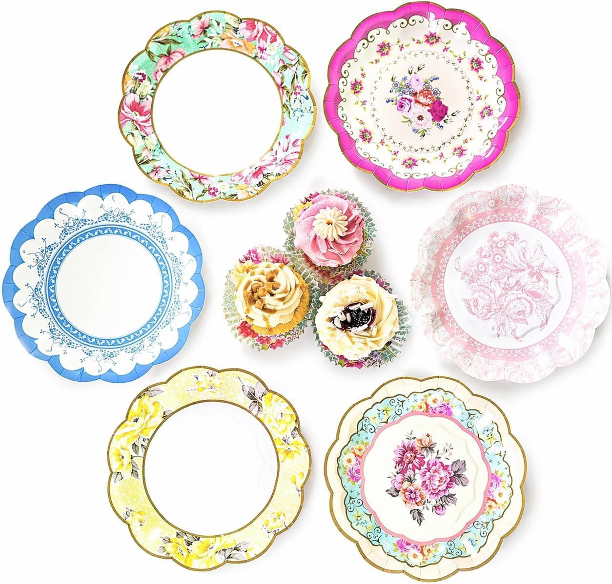 Talking Tables Pretty Floral Paper Plates | Mother's Day Afternoon Tea Party Decorations Truly Scrumptious Disposable Dishes For Birthday Baby Shower, Bridal Wedding, Made UK, Pretty, Pack of 24