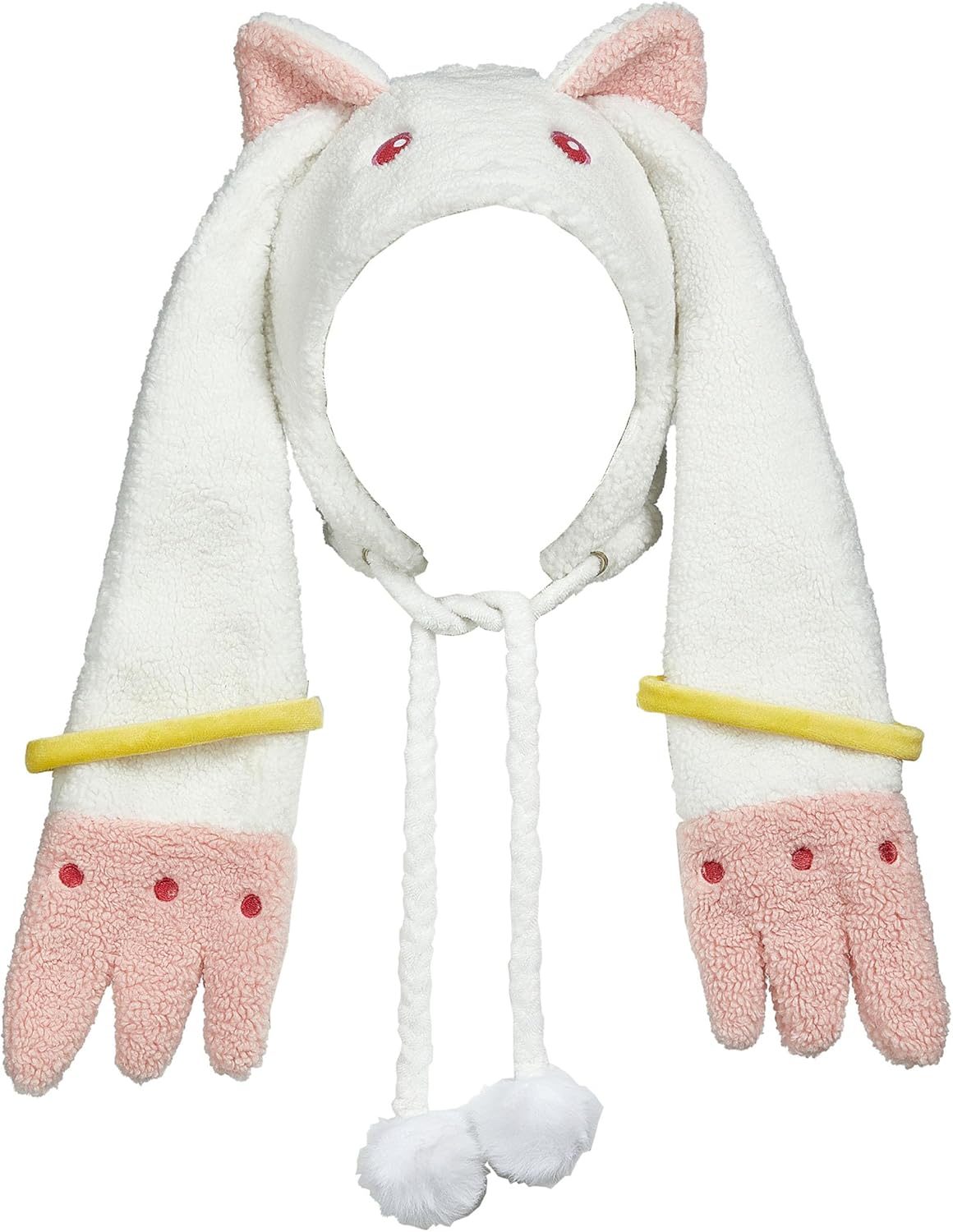 Micotaku Plush Hat Puella Magi Madoka Magica Kyubey Adorable Cosplay Accessory Pink and White