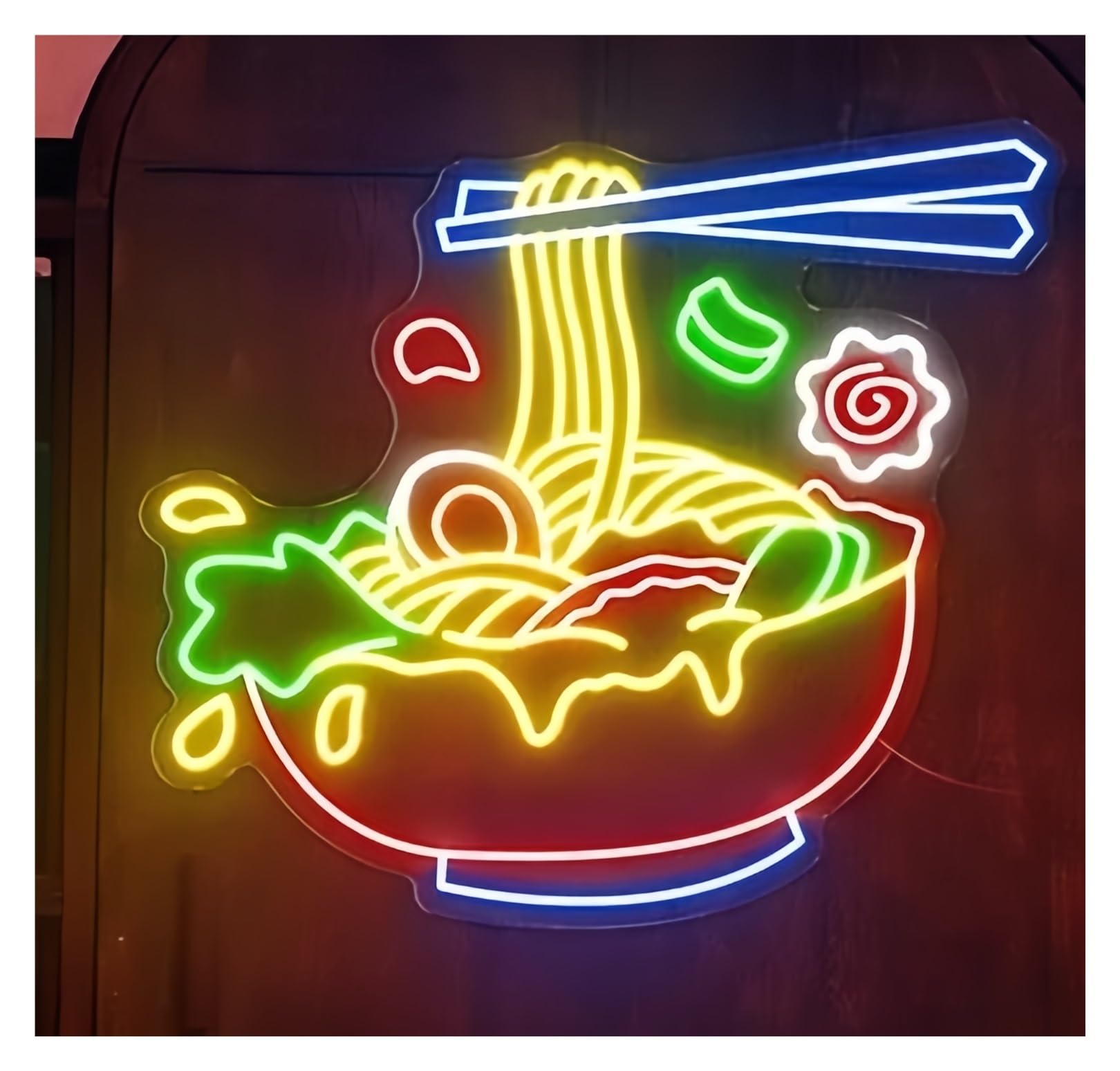 Shouxi B Sign Lamp Delicious Noodles Ramen Neon Sign Usiness Japanese Restaurant Decoration Food Shop Wall(,57X50cm)