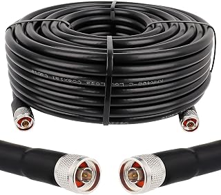 100ft KMR400 Low Loss Coax Extension Cable (50 Ohm) N Male to N Male Connector Coaxial Cables for 3G/4G/5G/LTE/GPS/WiFi/RF/Ham/Radio to Antenna or Phone Signal Booster Use