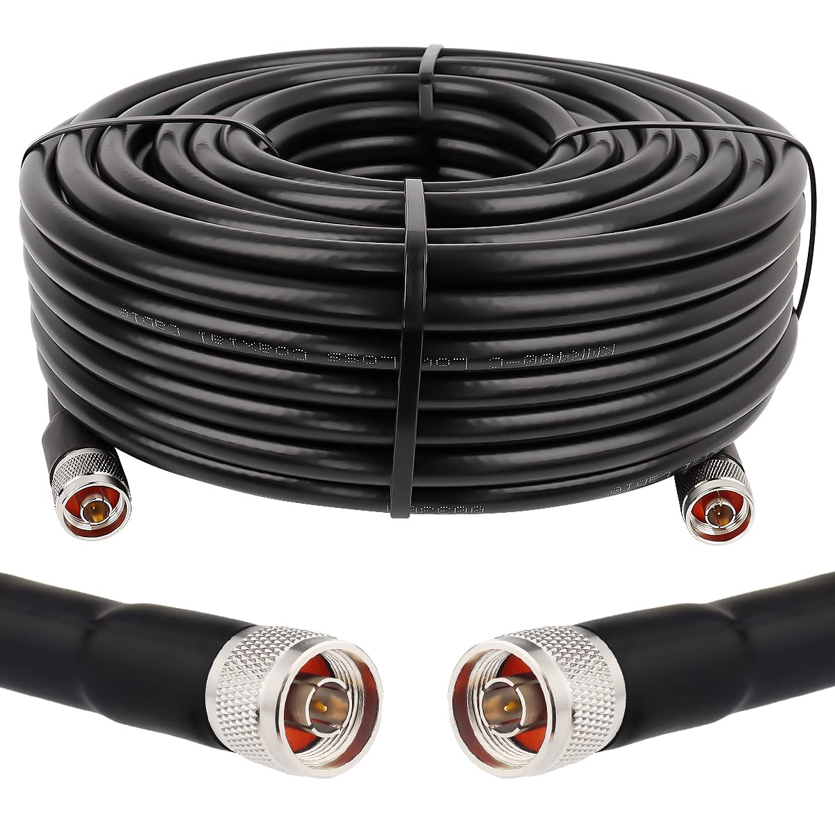 100ft KMR400 Low Loss Coax Extension Cable (50 Ohm) N Male to N Male Connector Coaxial Cables for 3G/4G/5G/LTE/GPS/WiFi/RF/Ham/Radio to Antenna or Phone Signal Booster Use