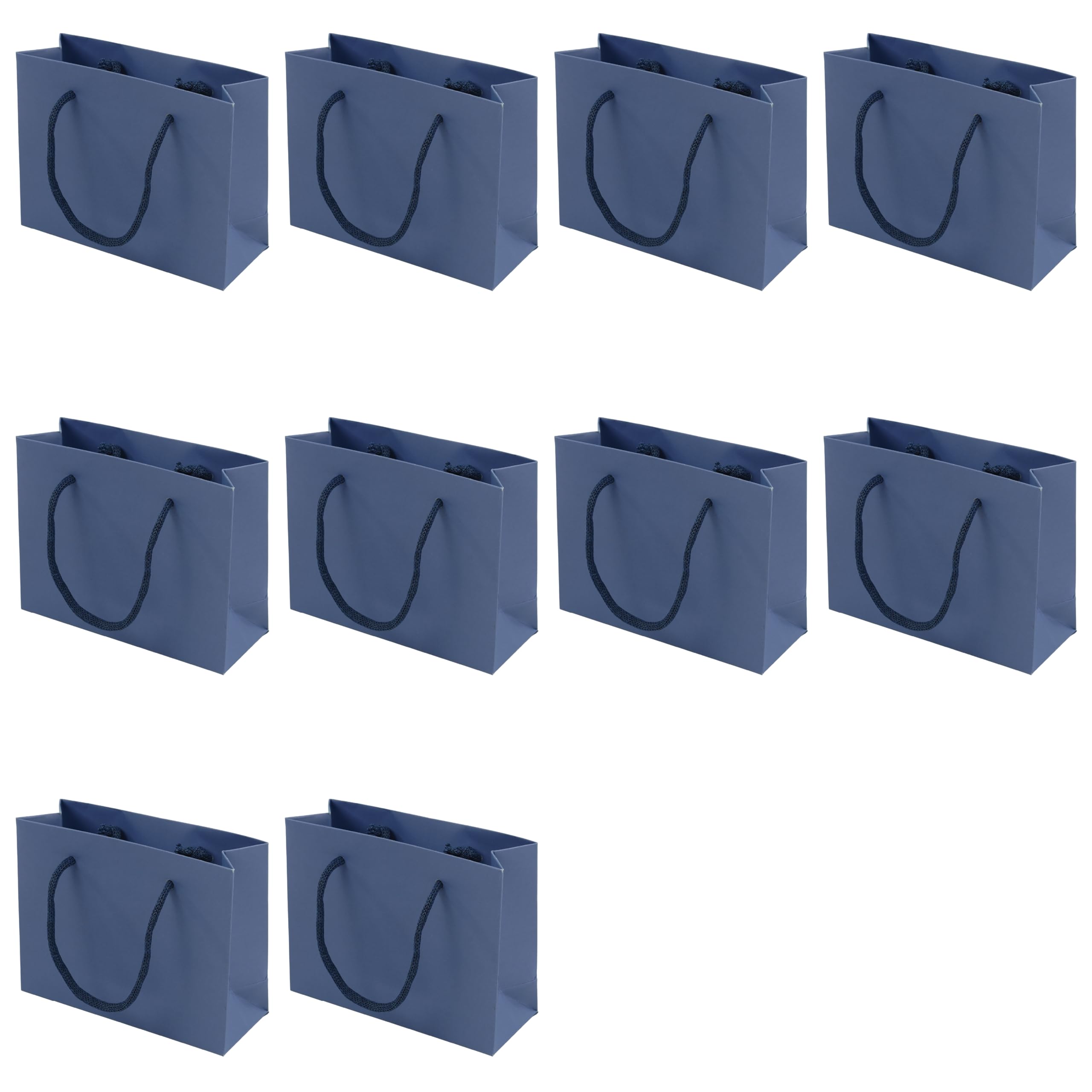 Pack of 10 Small Twilight Blue Premium Paper Gift Bags | Wide A7 (15x12x6cm) | Paper Braided Handles | FSC Certified | Plastic Free | Wedding & Party Favours