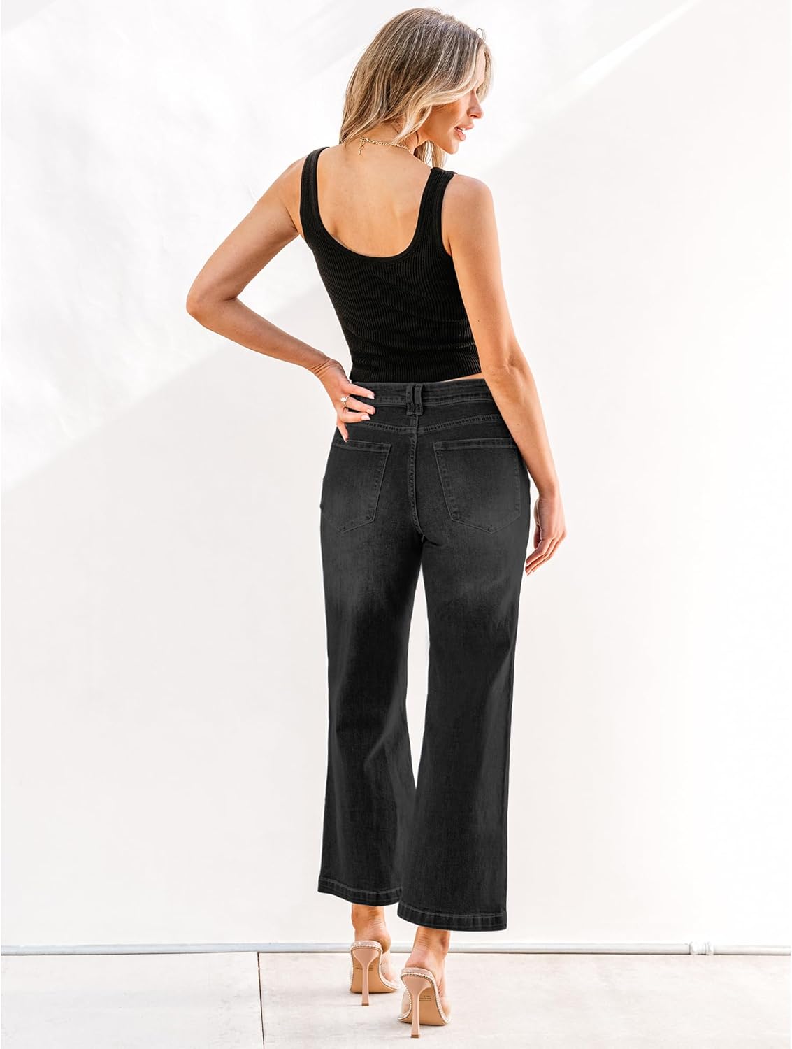 GRAPENT Womens Flare Jeans High Waisted Wide Leg Baggy Jean for Women Stretch Denim Pants - Image 2