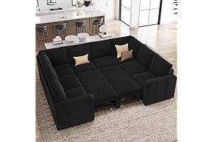 Belffin Italian Leather Sectional Sofa with Double Pull Out Bed