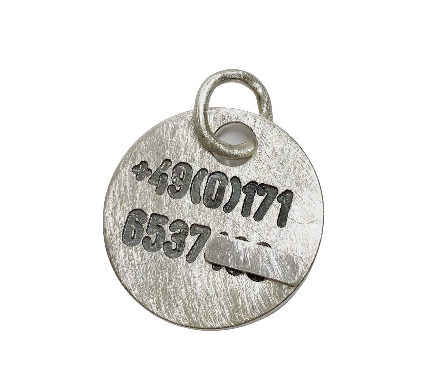 Hundemarke mit Knochen aus Silber, individuell graviert, Goldschmiedearbeit für Haustiere