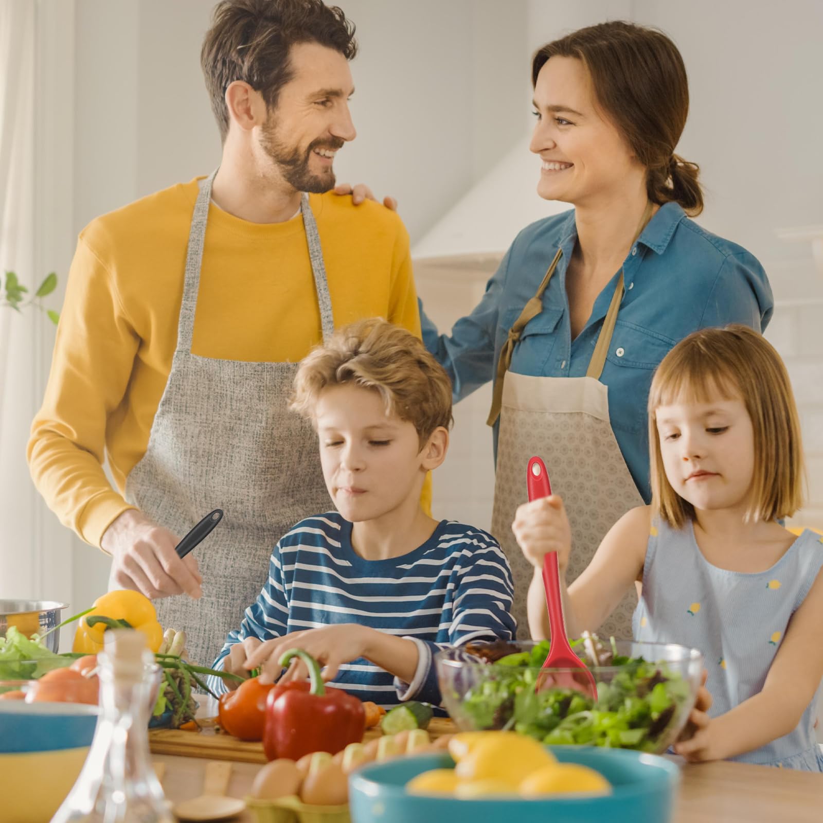 Juego de 2 espátulas de silicona para mezclar, resistentes al calor, antiadherentes, utensilios de cocina para cocinar, hornear, untar y mezclar, negro y rojo