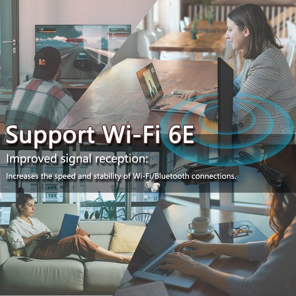 JINTAI Antena WiFi 6E Tri-Band High Gain 9dBi z podstawą magnetyczną do komputerów stacjonarnych PC - 360° osłona wielokierunkowa obsługuje 2,4 GHz/5,8 GHz/6 GHz Bluetooth PCI-E WiFi 6/6E karty PCI-E