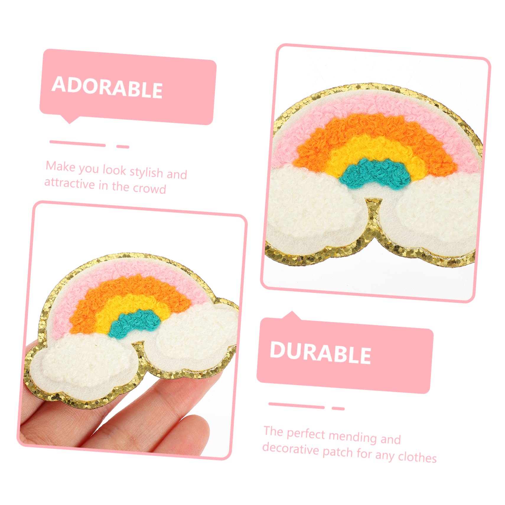 Amosfun 60stücke Kreative Regenbogen-designs Stickerei Patches Für Kleidung Doppellagige Applikationen Mit Heißem Kleber Zum Abdecken Von Flecken Und Löchern
