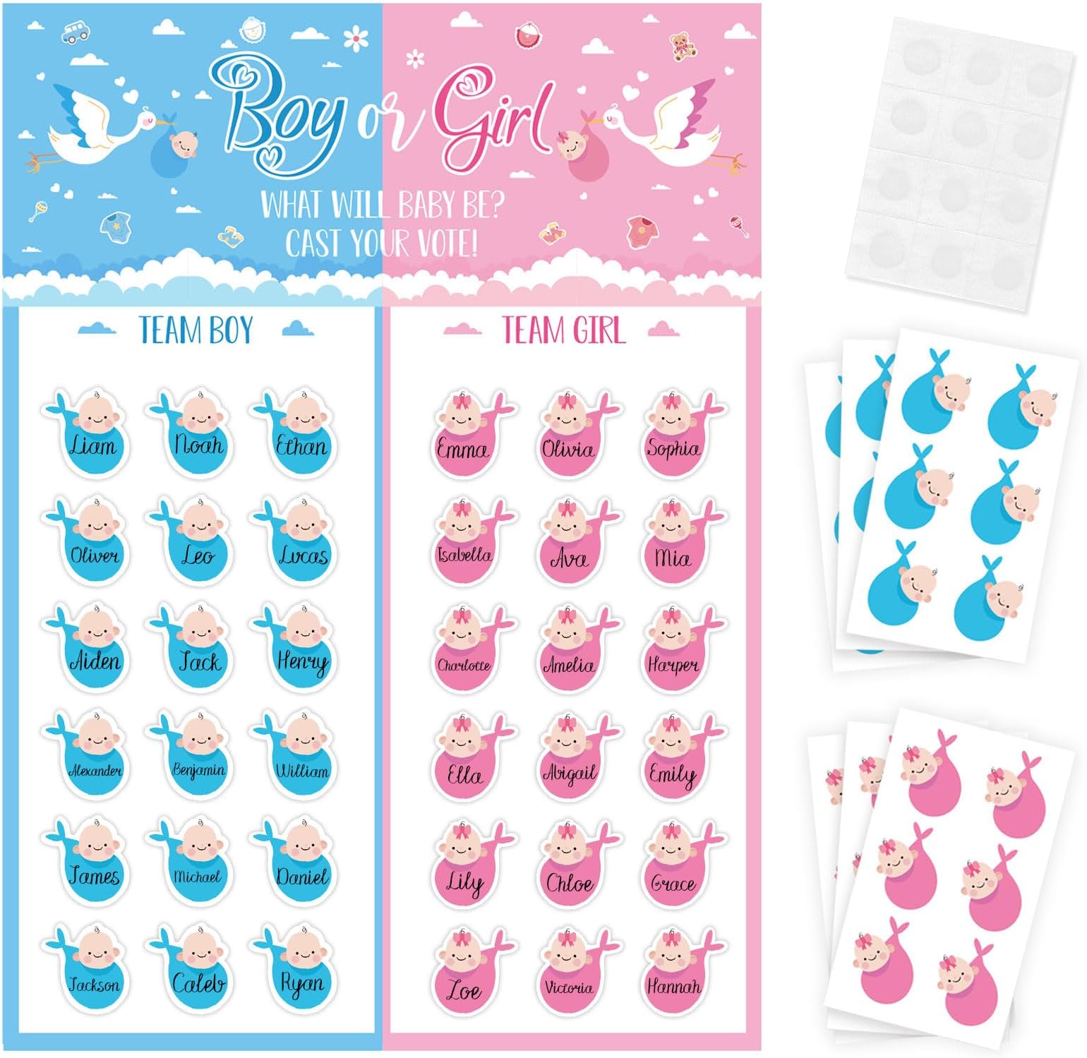 Gender Reveal Party Decorations, Boy or Girl Voting Board with 36 Stickers, Baby Shower Gender Reveal Games for Guests Gender Reveal Party Supplies (C)