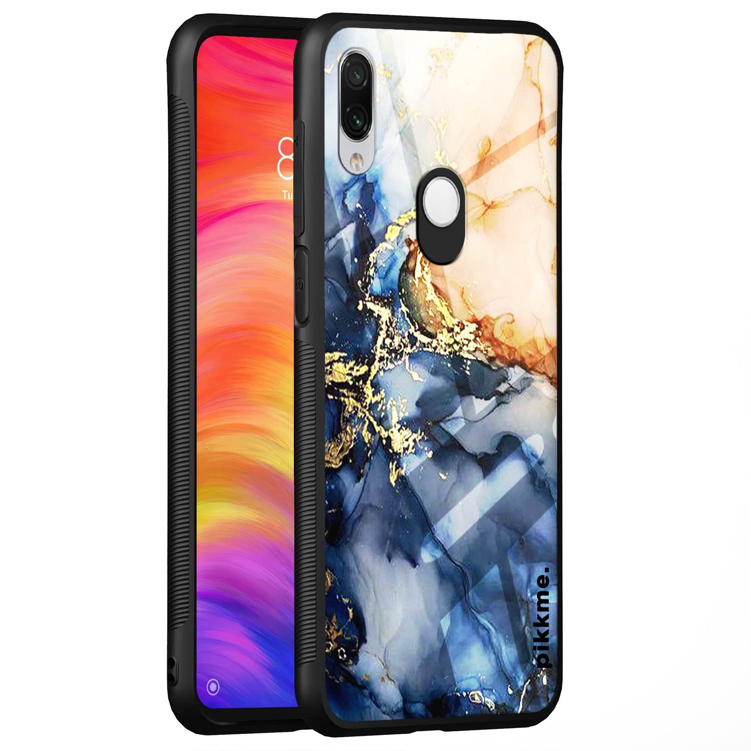 Pikkme Redmi Note 7 / Note 7 Pro/Note 7s Back Cover | Ultra Hybrid Printed Orange Blue Marble Glass Case | Soft TPU Sides with Anit-Skid Grip Protection (Marble 20) (B0BRT2L4ZG) Amazon Price History, Amazon Price Tracker