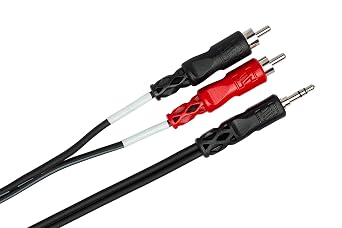 Hosa CMR-206 Stereo Breakout, 3.5 mm TRS to Dual RCA, 6 Feet | Stereo audio routing with 3.5mm TRS to dual RCA male connectors and 6 foot length