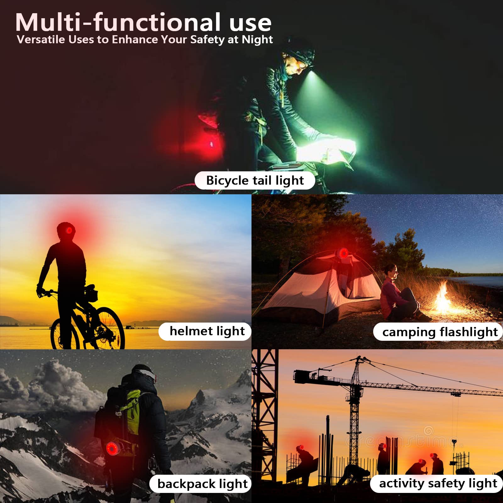 mua&mua Luce Posteriore Bicicletta Ricaricabile USB Fino a 56 Ore di Illuminazione Impermeabile IP65 3 Modalità