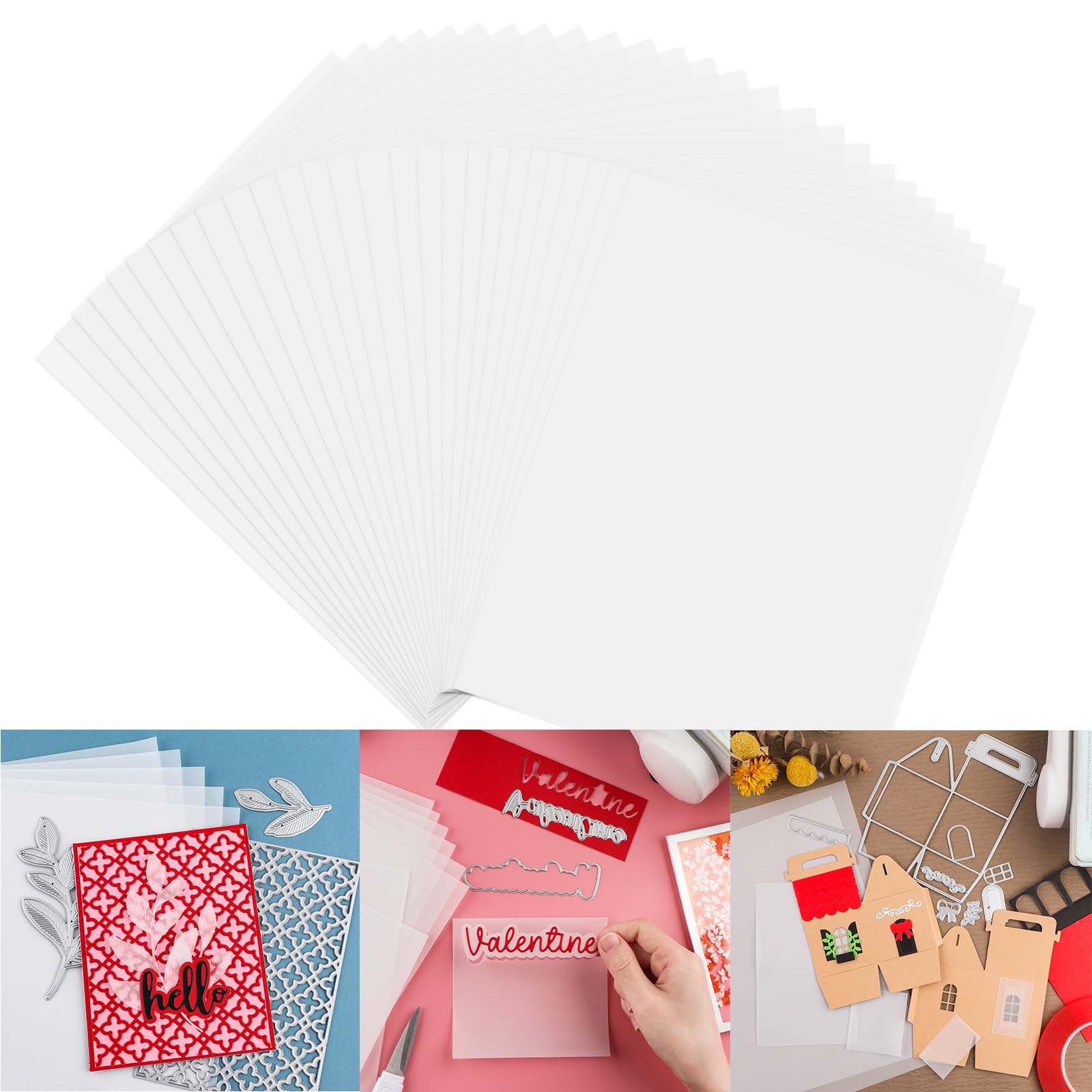 Briartw 90 Sheets Translucent Vellum Paper,8.5 x 11 inches Printable Vellums,Heat Resistant Frosted Smooth Vellum Paper Sheets for Card Overlays,Invitations Belly Bands,Envelope,93gsm,115gsm,135gsm