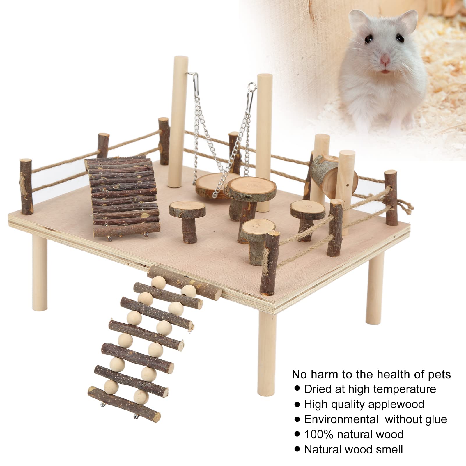 Sistema di Arrampicata Vivente in Legno Naturale per Criceti Set da Gioco in Legno per Criceti per Piccoli Animali Domestici