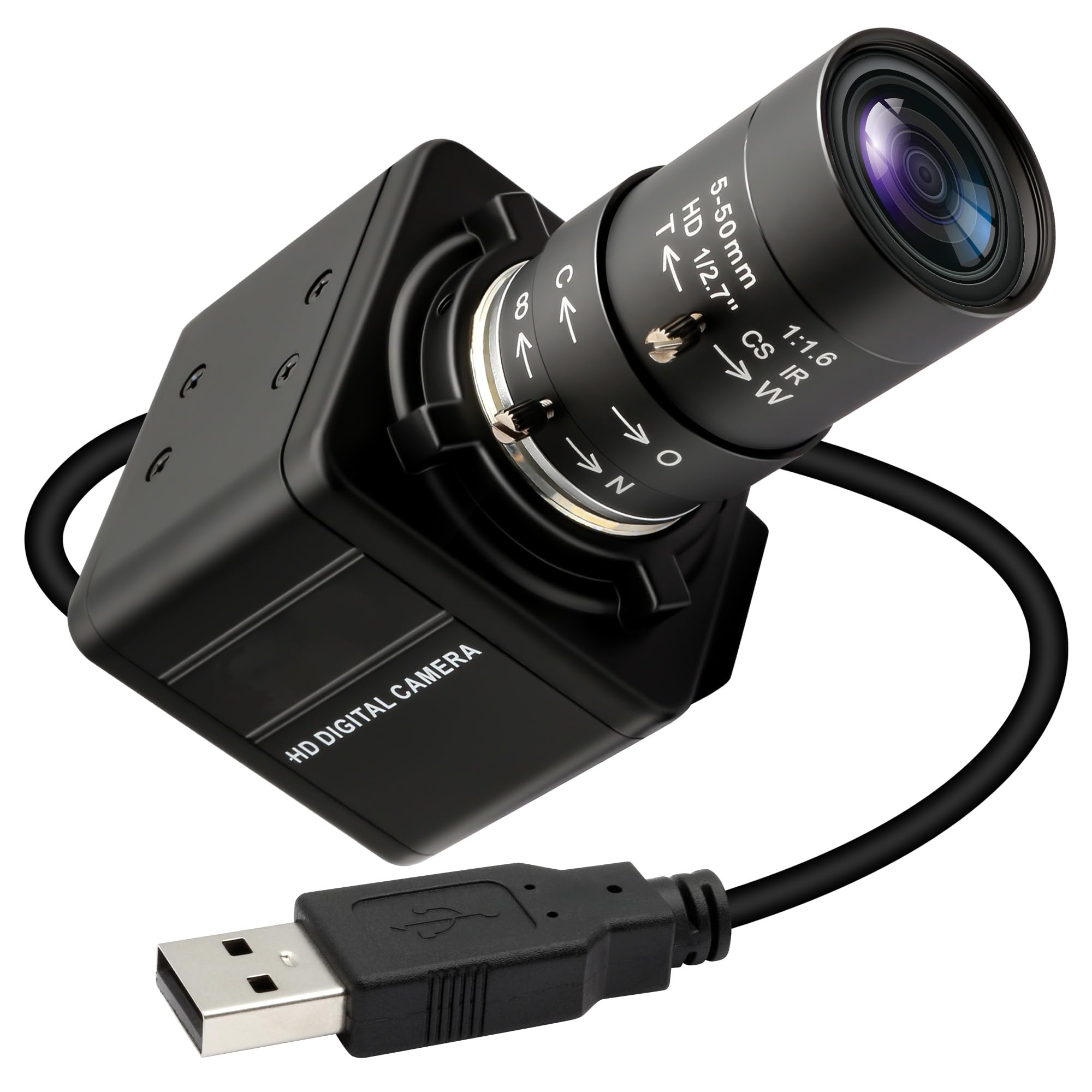 SVPRO 16MP USB Kamera mit Manuellem 5-50mm Objektiv, 10 Fach Optischem Zoom Webcam für PC Laptop, 4656x3496, IMX298 Sensor, UVC Industrielle Bildverarbeitungs Kamera für Windows,Linux,MacOS,Android