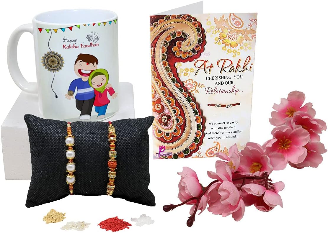 Kesri Gifts Raksha Bandhan Gift Theme Coffee Mug Rakhi Gift for Brother Combo Pack (Designer Rakhi, Printed Coffee Mug, Rakshabandhan Special Card, Roli)(ADr21-134r)