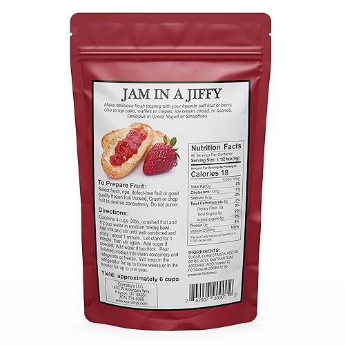 Miniatura 5 de Cornaby's Jam in a Jiffy - Mezcla de mermelada baja en azúcar, fresca o congeladora instantánea, sin cocinar, paquete de 8, para hacer mermelada