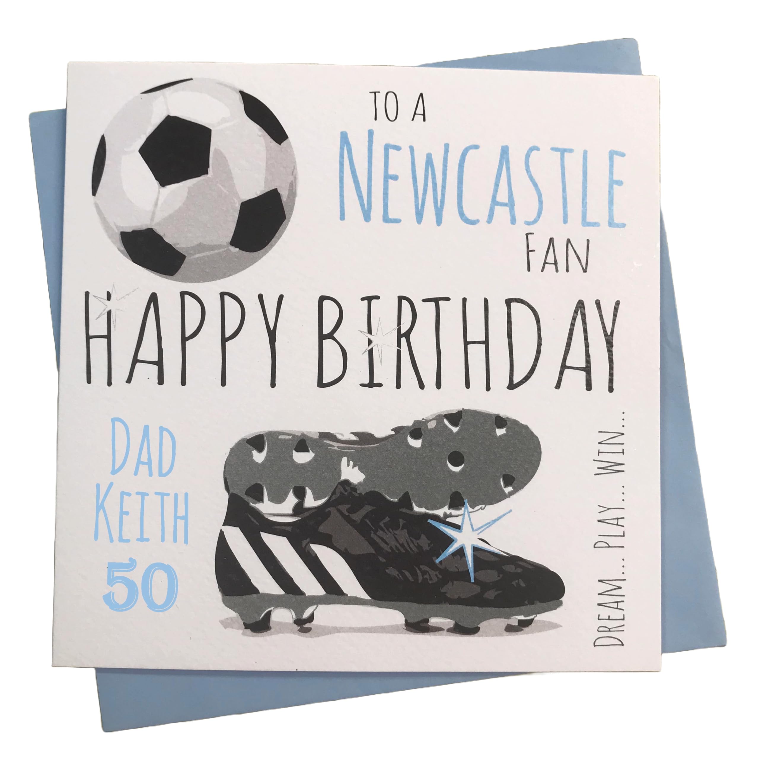 WHITE COTTON CARDS PERSONALISED Newcastle United Magpies FC Football Club Fan Birthday Card (11-PER)
