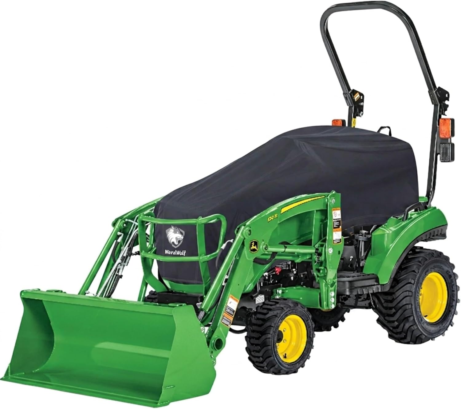 Tractor Cover Waterproof Heavy Duty 1200D Compact Utility Tractor Cowling Cover Compatible with Kubota, John Deere, Mahindra, Bobcat(Black)