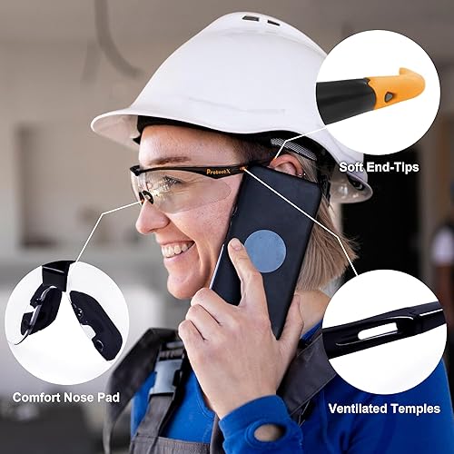 Miniatura 3 de ProtectX Gafas de seguridad para hombres y mujeres, lentes de sol de seguridad con lentes antivaho resistentes a los arañazos, agarres