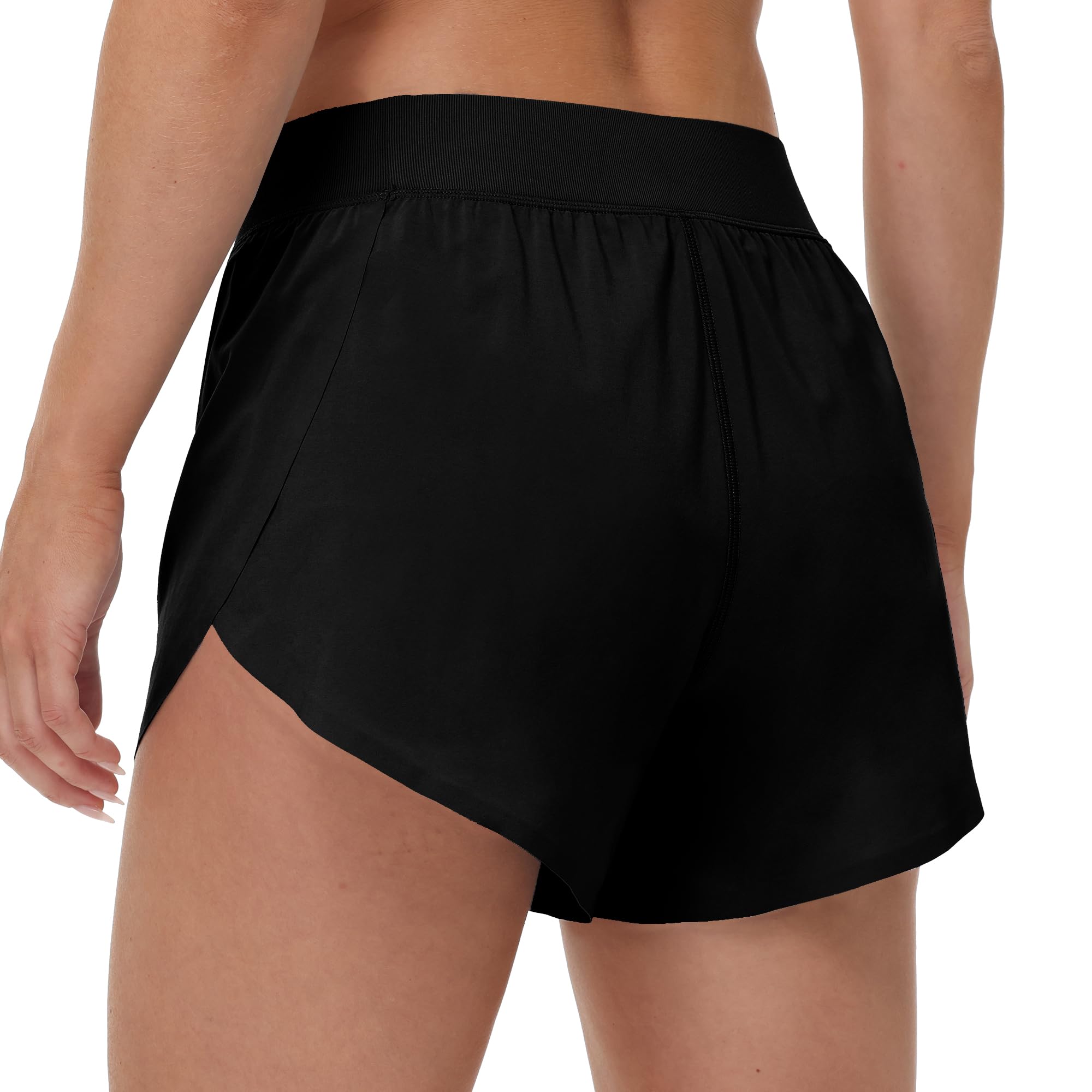 MCEDAR Sportliche Laufshorts für Damen, mittlere Taille, 10,2 cm hoch geteilt, für Delfin-Shorts mit bequemem Netzfutter, für Fitnessstudio, Workout