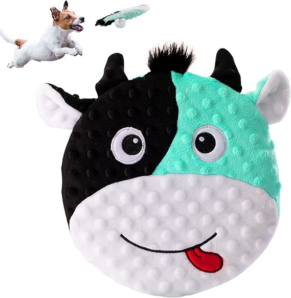 Dog Frisbee with Plush Durable Frisbee Dog Toy Easy to Fly Bright Color