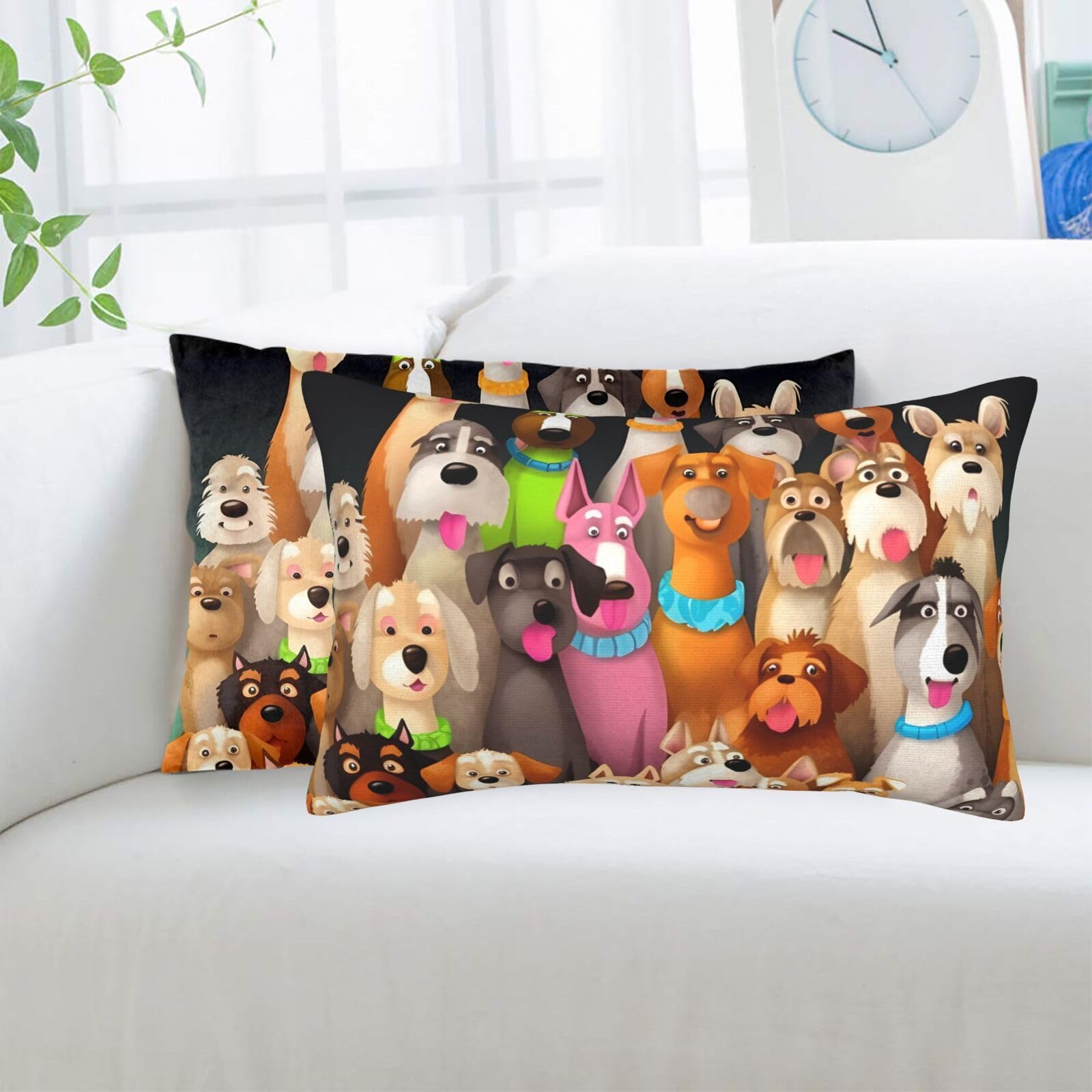 Lot de 2 housses de coussin 50x75 cm en tissu ultra doux avec fermeture éclair invisible