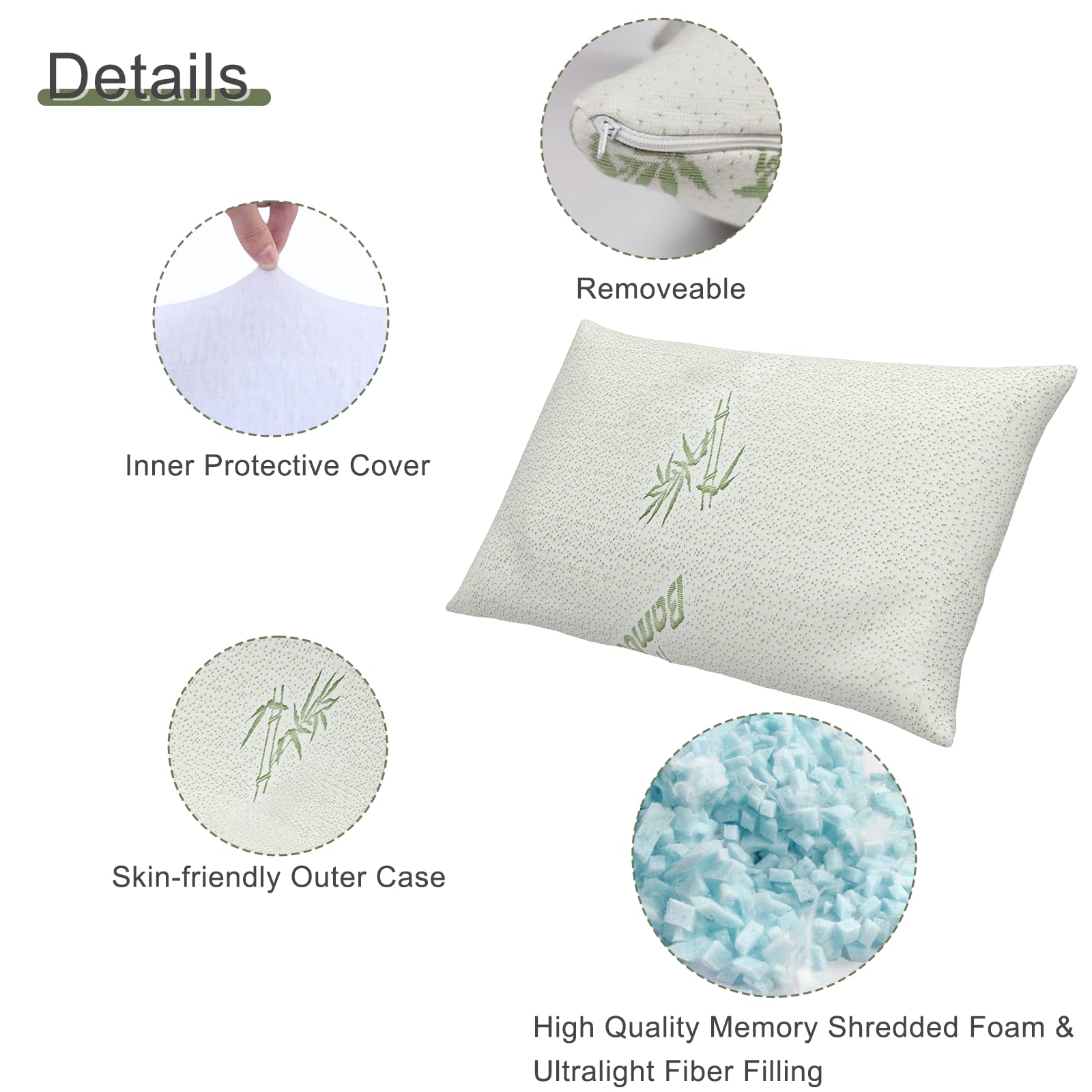 Lot de 3 oreillers de camping pour dormir, oreiller de voyage en mousse à mémoire de forme déchiquetée, compact et pliable avec sac de rangement, housse douce, petit oreiller pour randonnée