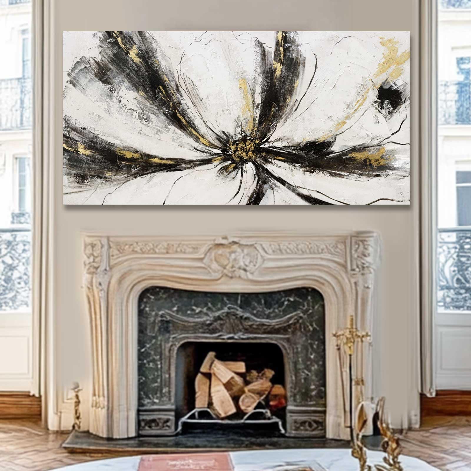 SDYA Large Abstract Wall Art Black and White Wall Decor for Living Room ...
