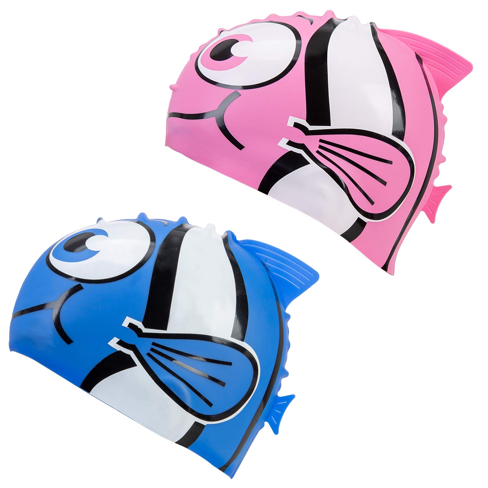 Franmvenzt Kids Swim Caps 2 Pack Kids Swimming Hats for Boys and Girls with Cartoon Design Blue and Pink Fish (B0923NJVCS) Amazon Price History, Amazon Price Tracker