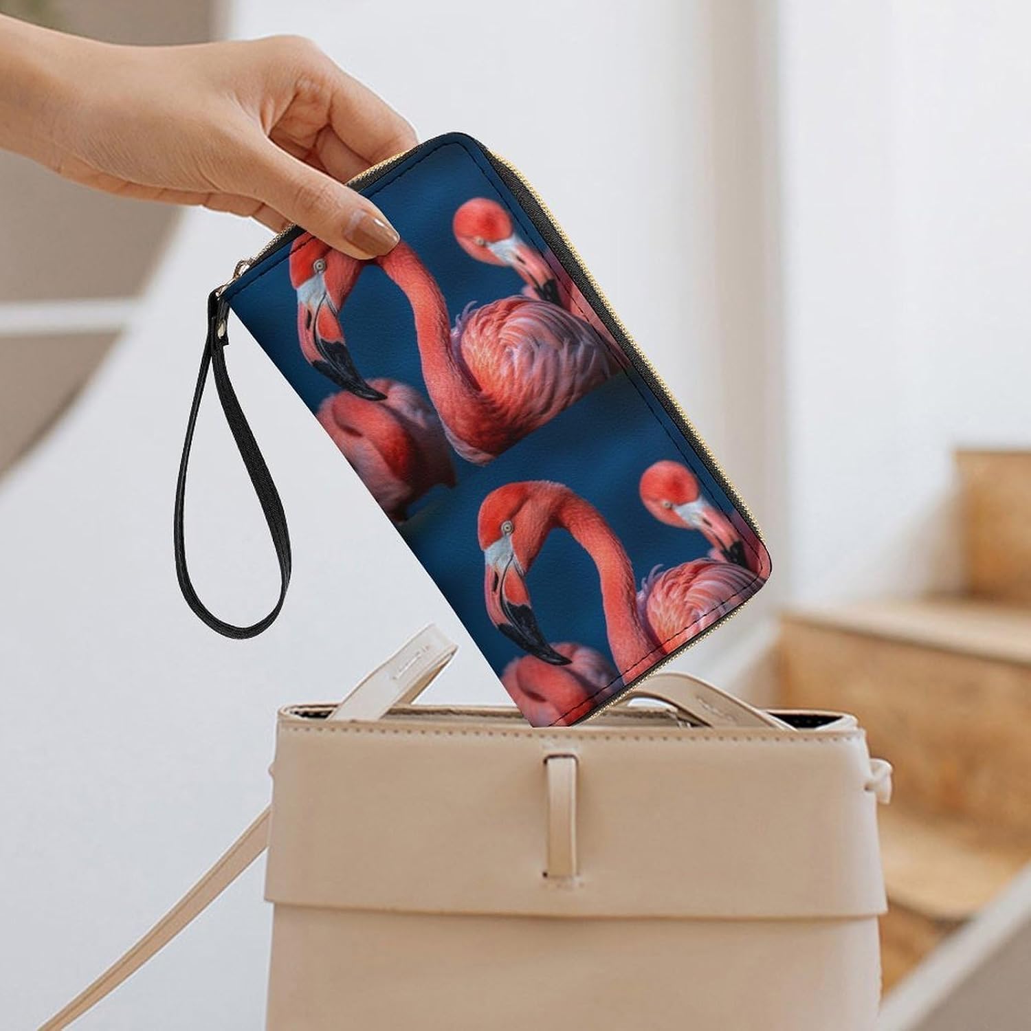 Flamingos Wristlet Clutch Wallet with 4 Card Slots image 3