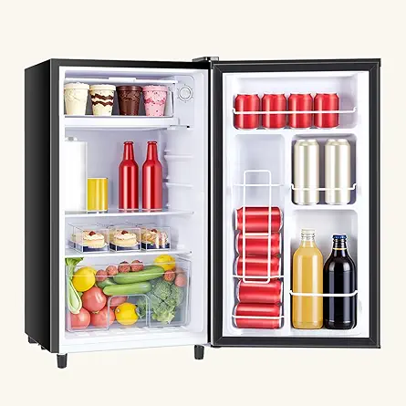 Mini Fridge with Freezer, 3.2 Cu.Ft Mini Refrigerators, Small Beverage Fridge with Adjustable Thermostat, for Bedroom, Office, Dorm, Single Door, Quiet & Energy Saving, Black