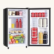 NEWBULIG Mini Fridge with Freezer 3.2 Cu.Ft Small Refrigerator for Office, Dorm, Small Fridge with Adjustable Thermostat, Energy Saving, Singel Door, Black