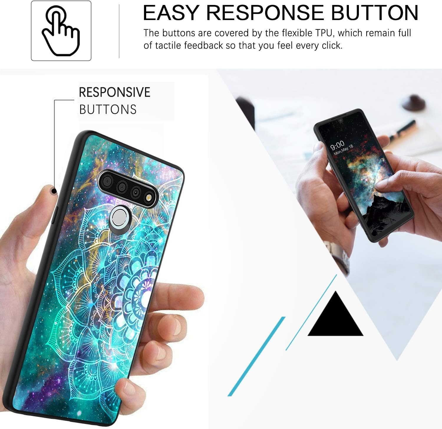 BENTOBEN Compatible with LG Stylo 6 Case, Phone Case LG Stylo 6 2020, Slim Fit Glow in the Dark Shockproof Hybrid Hard PC Soft TPU Bumper Protective Girls Women Covers for LG Stylo 6,Mandala in Galaxy