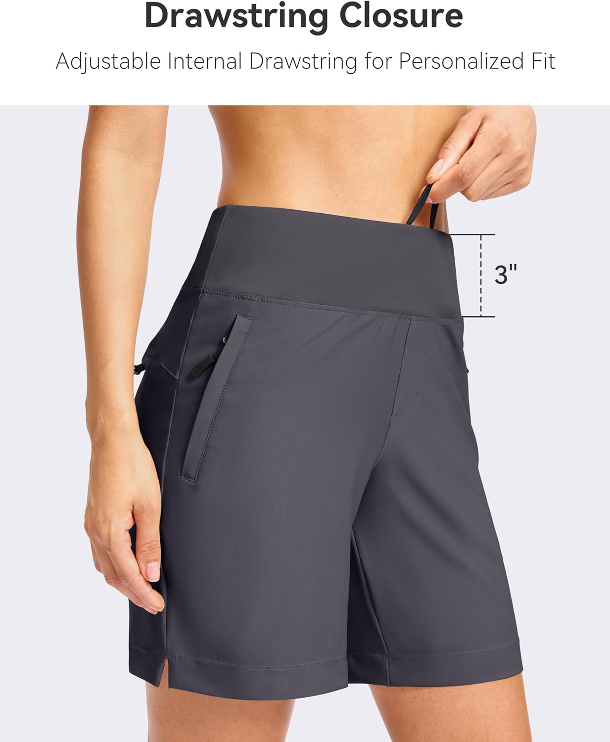 SANTINY Women's 5''/ 7''Hiking Shorts with 3 Zipper Pockets Lightweight Quick Dry Golf Shorts for Women Athletic Walking