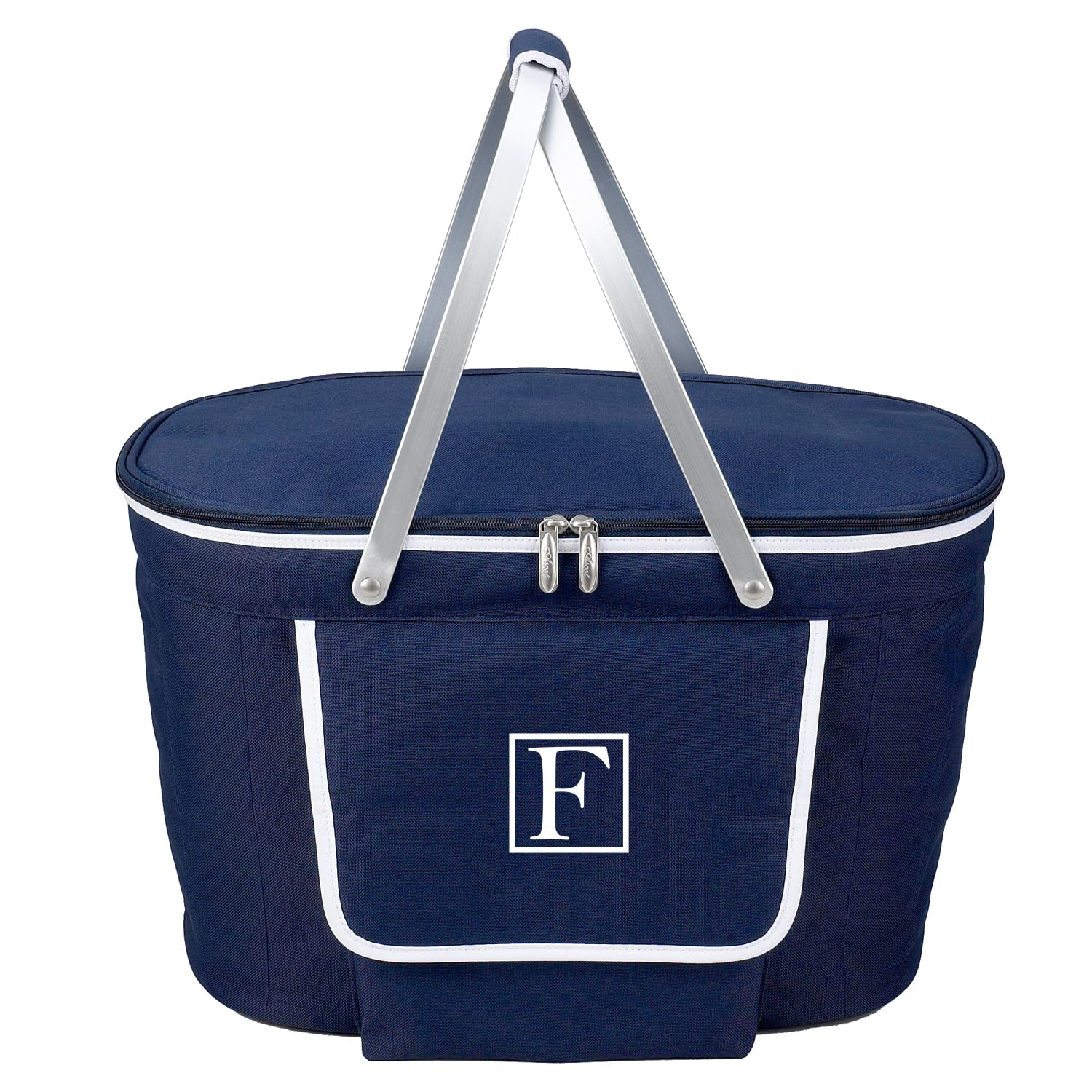 Picnic at Ascot Personalized Monogrammed Patented Collapsible Insulated Picnic Basket Equipped with Service for 4- Designed and Assembled in USA