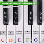 Stickers clavier Piano, Amovible Clavier Piano Etiquettes Sticker de touche 88/76/61/54/49/37 Clés Lettres de Couleur pour les Débutants Enfants