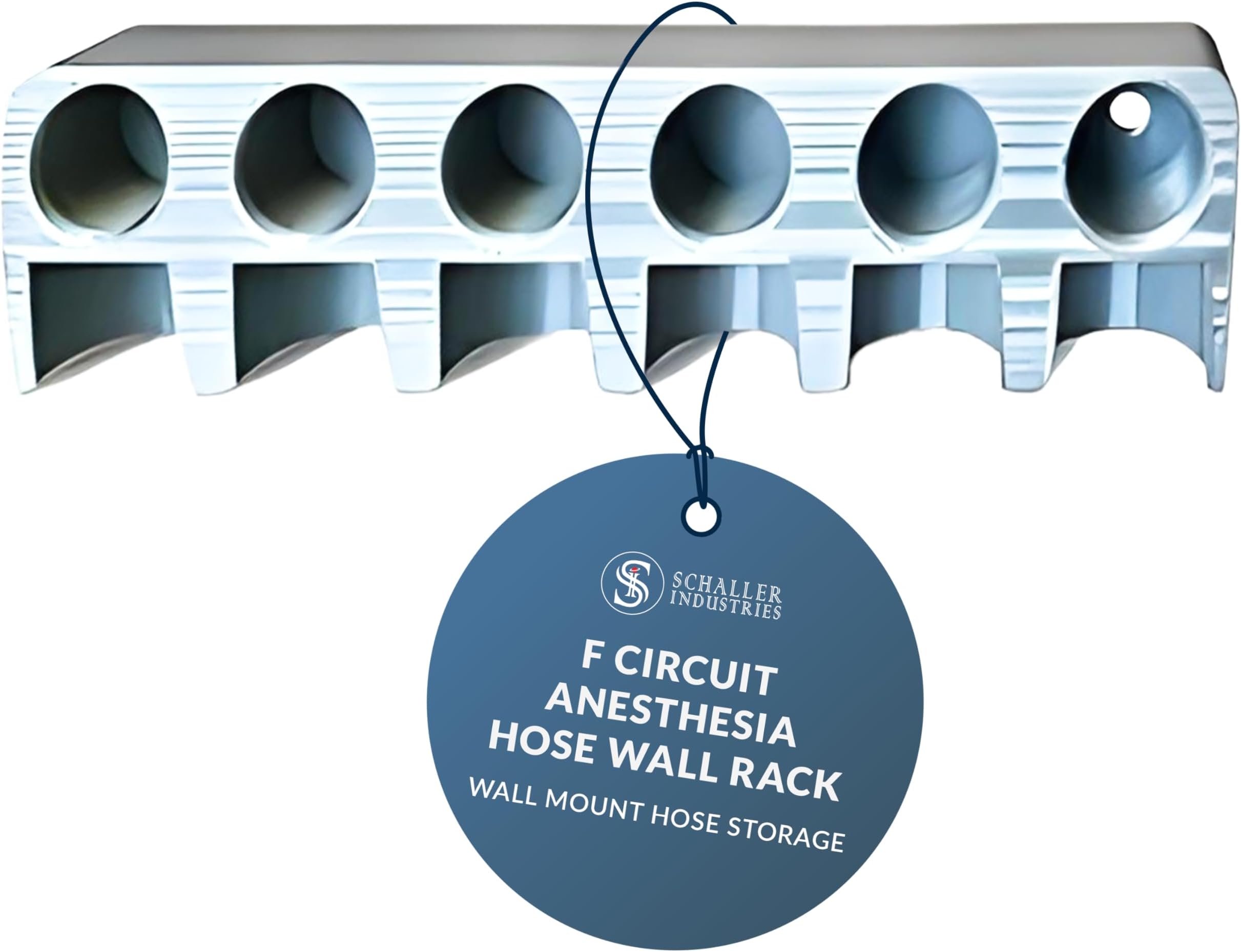 Schaller Industries F Circuit Wall Mount Rack Fits Standard Veterinary Anesthesia Hoses-Tube Organizer Holds 6 Tubes with removable hook and loop tape. No-tool install.