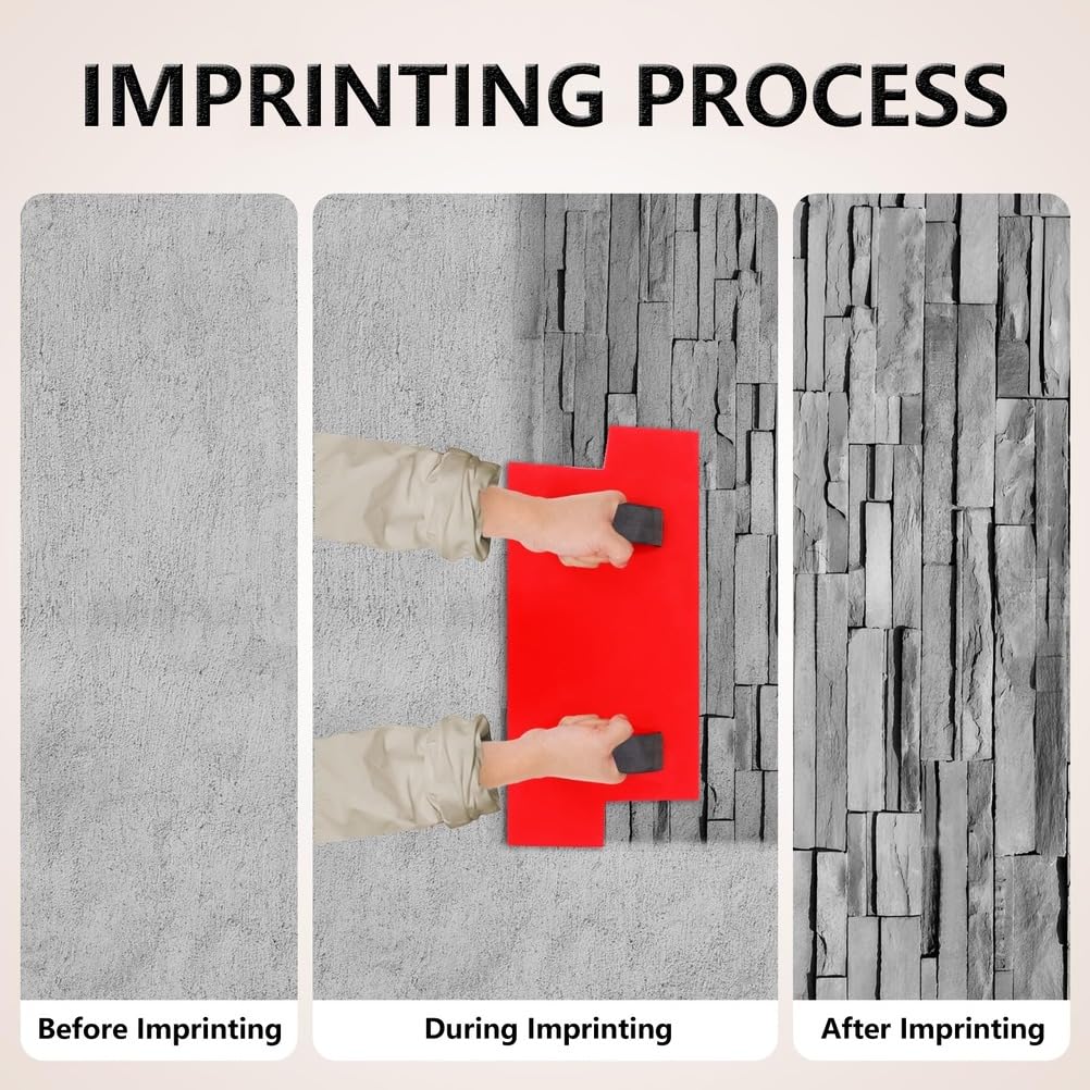 Tappetino per Texture in Cemento, Stampo per Impronte su Pavimento in Poliuretano Resistente, Tappetino per Timbri con Texture in Pietra Realistica, Tampone per Timbri in Cemento