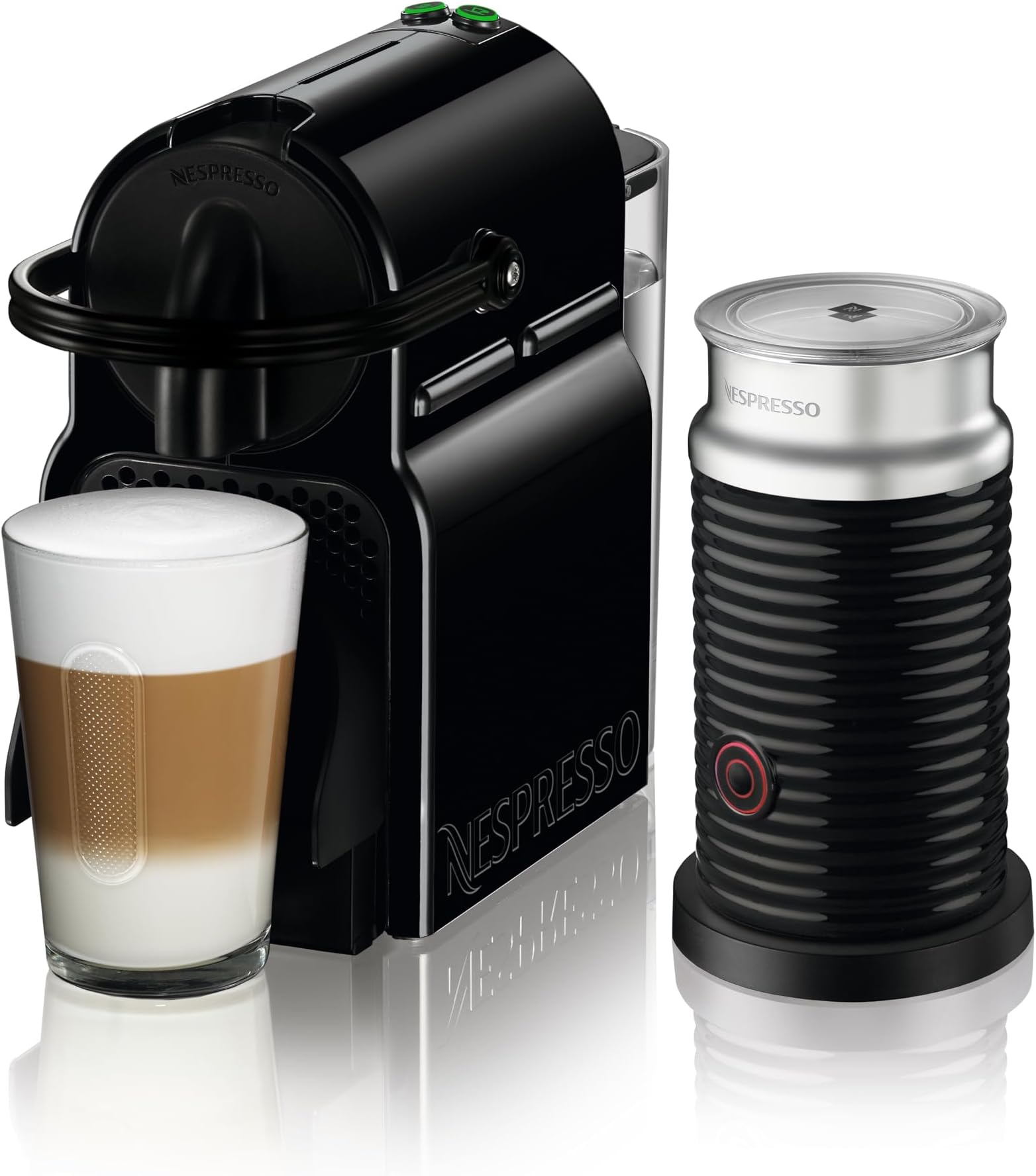 Inissia and Aeroccino Bundle Coffee Machine - Automatic Brewing System, Black Finish, UAE Version