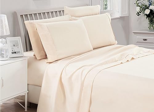 Ultrasoft & Cozy - Juego de sábanas de algodón egipcio de 400 hilos, 6 piezas (sábana bajera, sábana bajera totalmente elástica y 4 fundas de