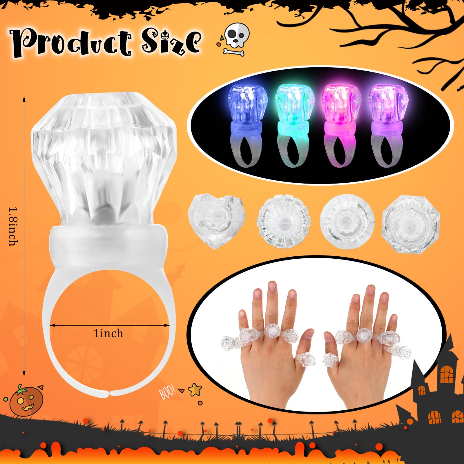 Leyndo Anelli colorati con luci a LED per studenti che si illuminano al buio, ideali come regalo di laurea, per DJ e feste, per premi in classe, sacchetti regalo, feste di compleanno (cristallo)