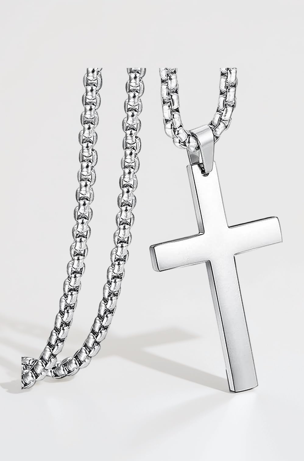 Religious Lord Jesus Crusifix Cross Silver Stainless Steel Pendant Necklace Chain For Men And Women